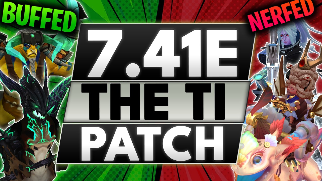 Dota 2 Patch 7.41e thumbnail featuring major balance changes and Summer Scrub fixes