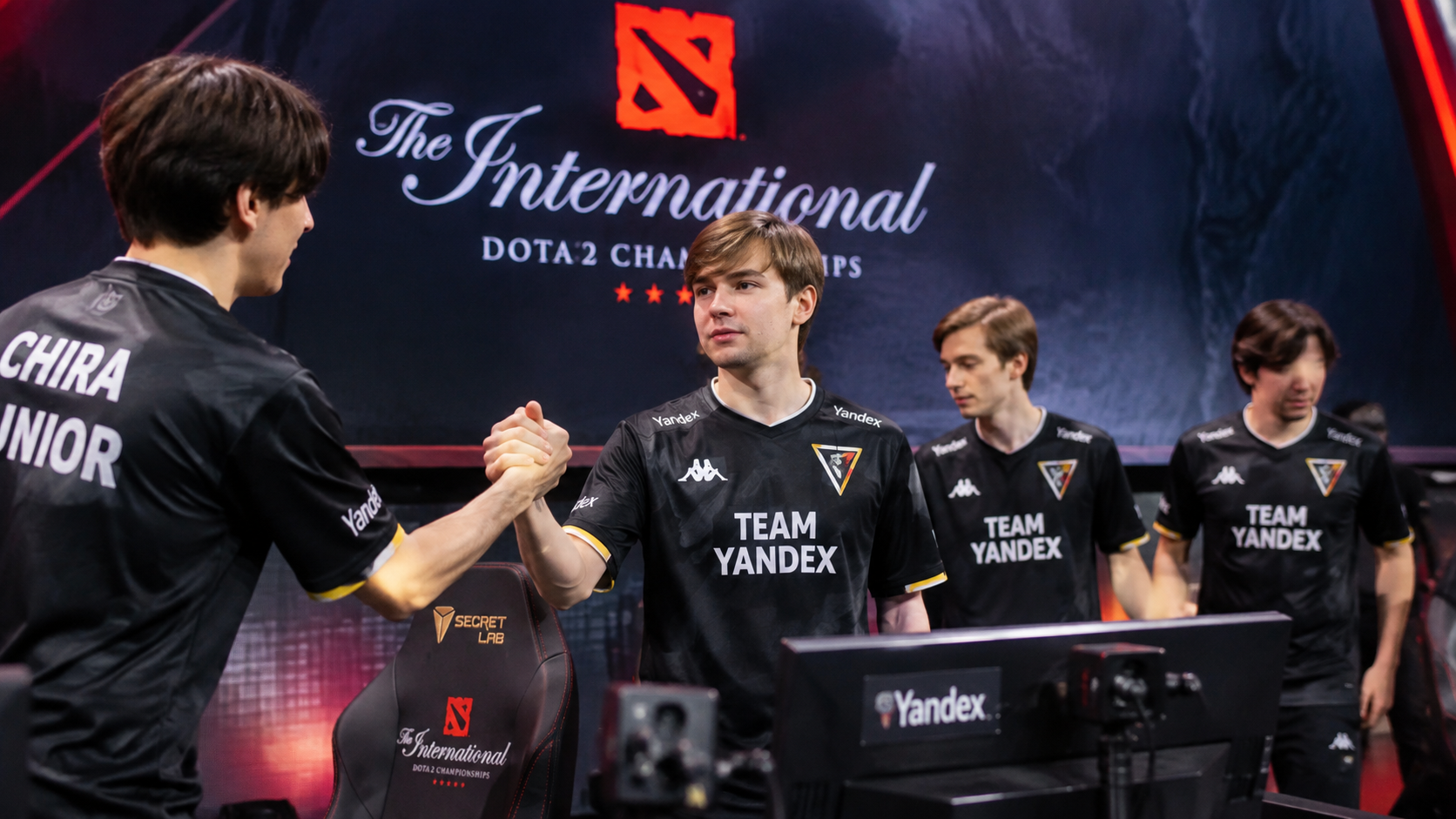 Team Yandex players after qualifying for The International 2026 Dota 2 playoffs